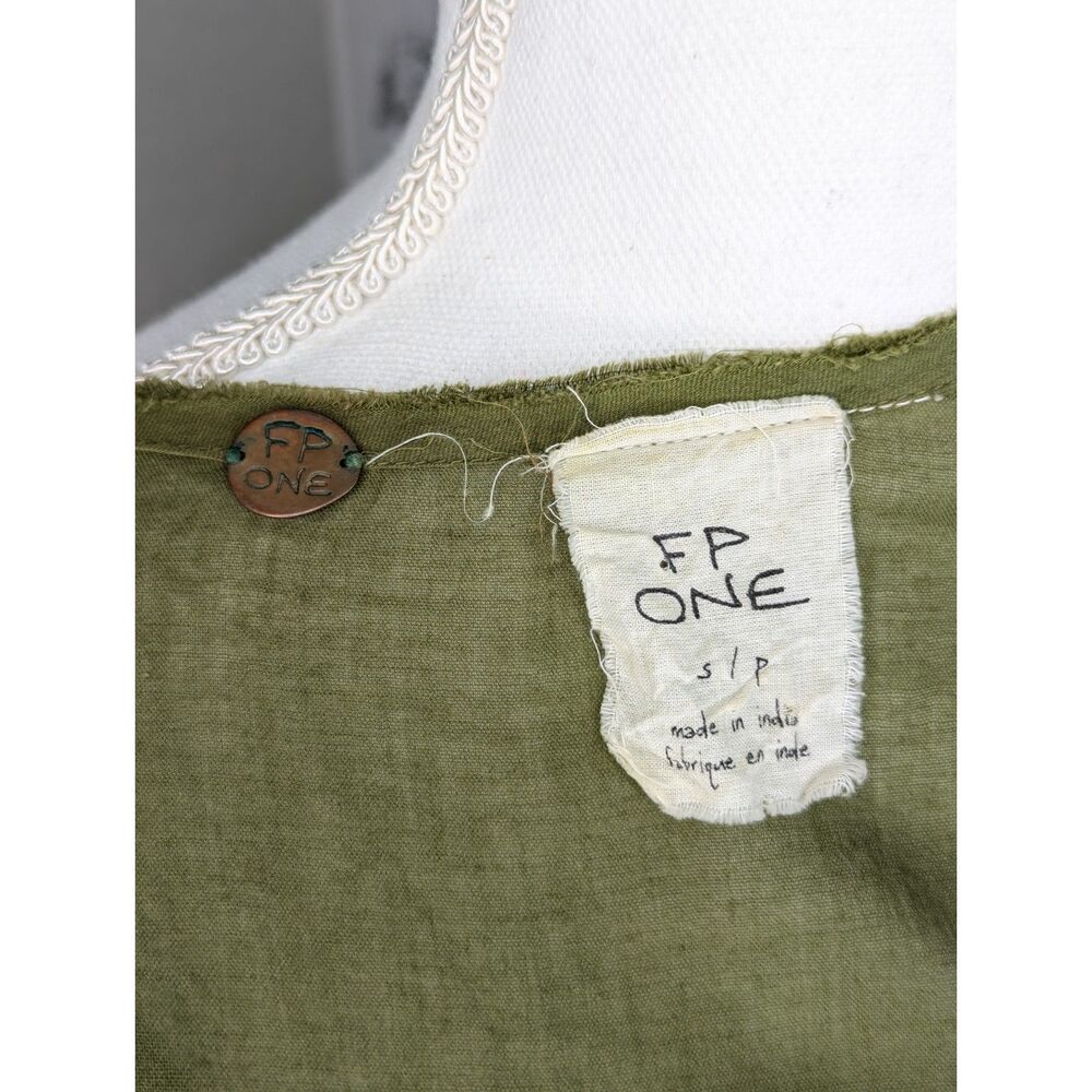 Free People Green Mini 2 Pc Tunic Dress W/ Slip Size S Fairycore Witchy Boho - Picture 6 of 8